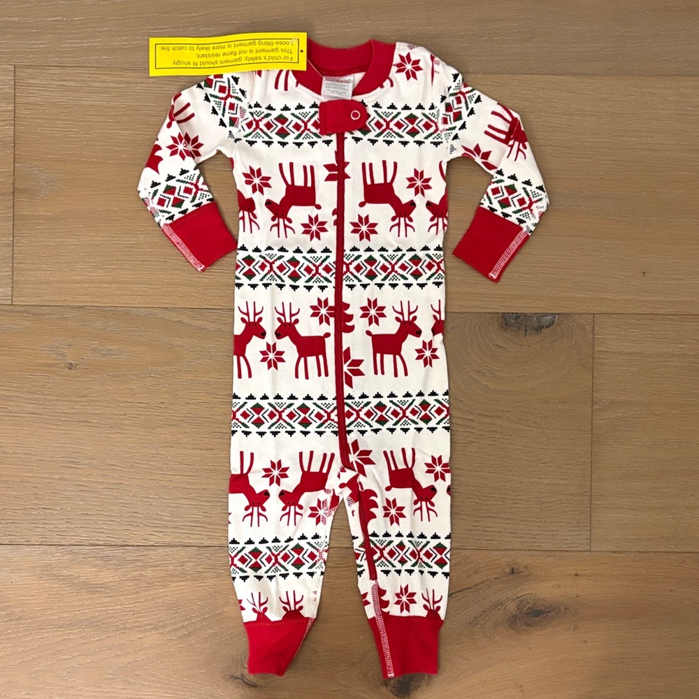 Hanna Andersson Red and White Christmas Reindeer Pajamas